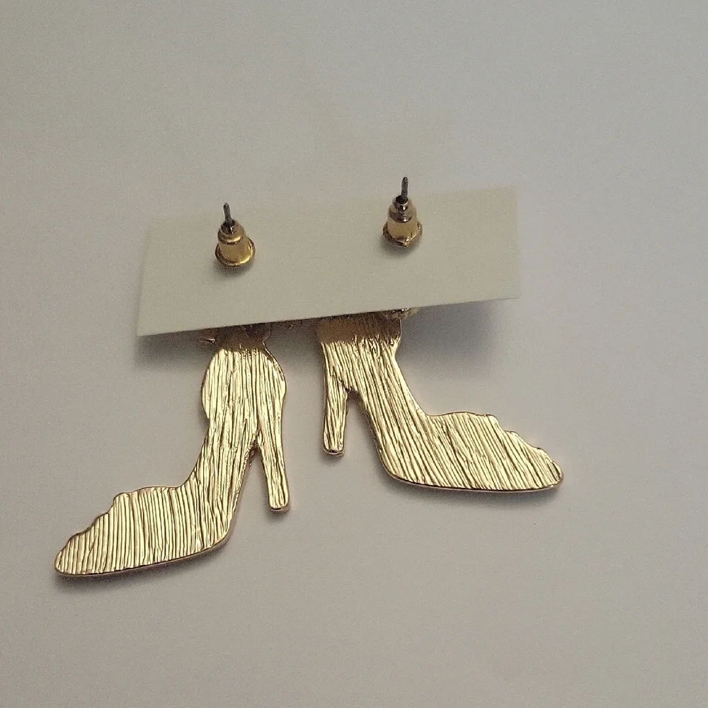 High Heel Shoes and Bow Earrings Gold and Silver - Picture 9 of 11